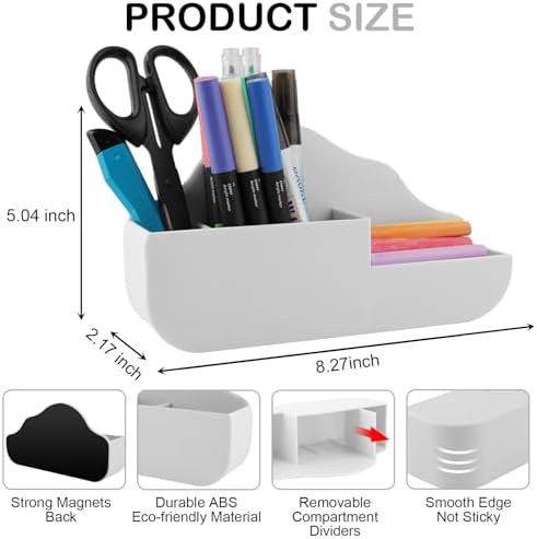KITANIS Cloud Style 3 Compartment Magnetic Dry Erase Marker Holder, Pen Pencil Organizer for Refrigerator, Whiteboard, Locker Accessories - Image 2