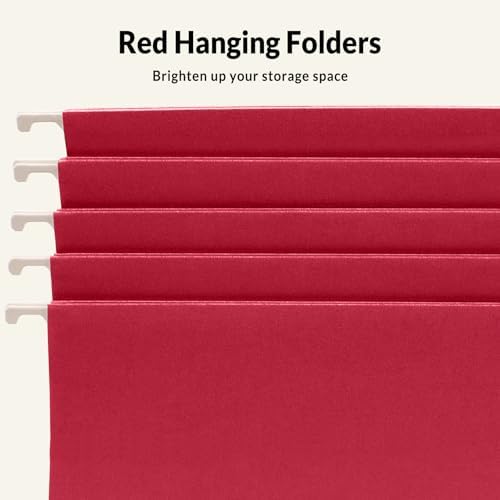 SUNEE Hanging File Folders, 25 Pack Letter Size Hanging File Folders with 1/5-Cut Tabs, Ideal for Home and Office Organization and Papers Classification,Red - Image 4