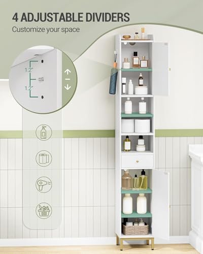 Hzuaneri Tall Bathroom Cabinet with Adjustable Shelves, Storage Cabinet - Image 6