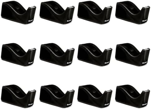 Scotch Desktop Tape Dispenser, Black, 12 Pack, Weighted Non-Skid Base by ScotchBrand