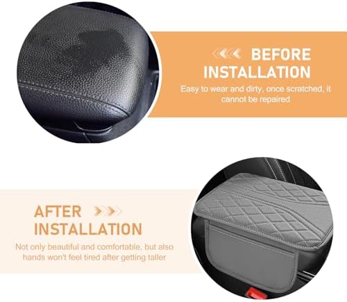 Car Center Console Pad, Leather Car Armrest Box Pad Cover, Vehicle Armrest Protector Cushion with 2 Storage Bags, Universal Arm Rest Pad for Car Interior Accessories Protect (Gray) - Image 7