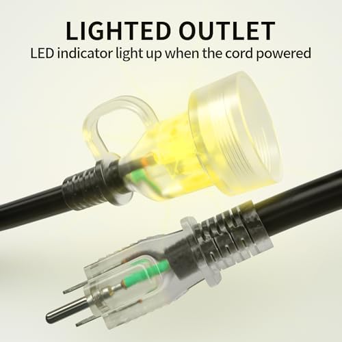 POWGRN 150 FT 16 Gauge Black Indoor/Outdoor Extension Cord Waterproof - Image 2