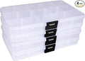 4 Pcs 15 Grids Clear Organizer Box Plastic Storage Container by Mantain