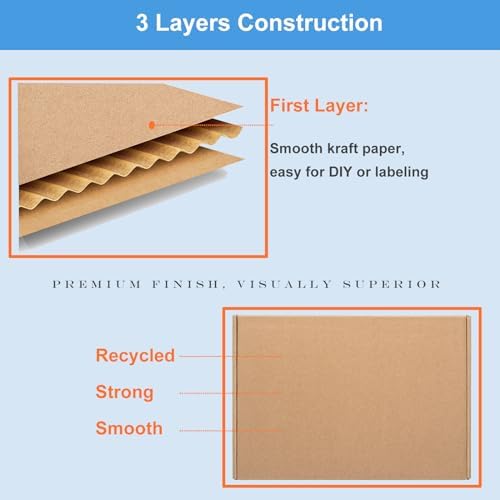 Wowxyz Shipping Boxes 17x11x3 Inches 20 Pack Corrugated Cardboard Brown Box - Image 3