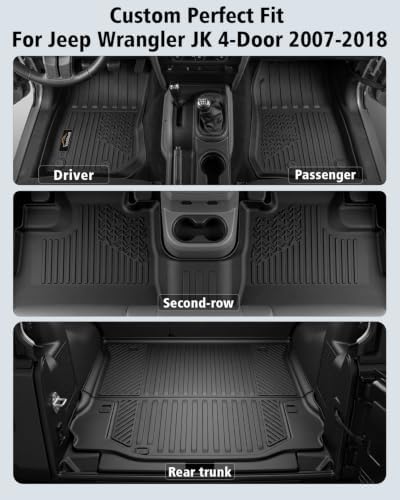 Floor Mats & Cargo Liner for Jeep Wrangler JK 4-Door 2007-2018 - Image 2