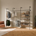 pamo Wall Mounted Clothing Rack with Oak Sheves – 117" W × 87" H, 1014 lbs by pamo