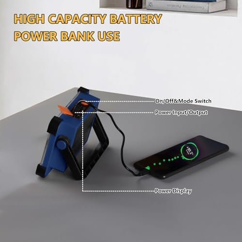 120W Solar Rechargeable Work Light, 144 LED Portable Flood Light with Stand, IP66 Waterproof 4 Modes LED Job Site Lighting Flashlights for Mechanic Camping Fishing Car Repair - Image 7