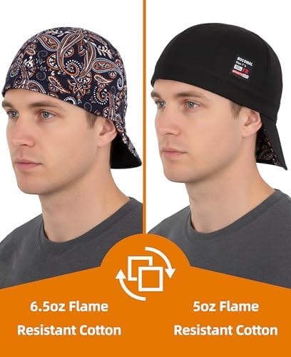 BOCOMAL FR Welding Cap Paisley Printed CAT2 Midweight 6 Pannel Welder Caps - Image 4