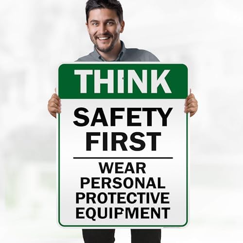 Think Safety First Wear Personal Protective Equipment Sign, 24"x30" .080 - Image 2