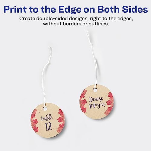 Avery® Kraft Brown Round Tags, Sure Feed® Technology, 2" Diameter, Printable on Both Sides, Includes Strings, 96 Total (80515) - Image 3