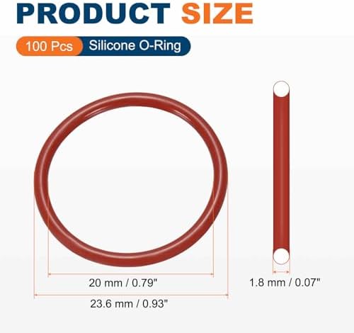 100pcs Silicone O-Ring 23.6x20x1.8mm Metric Sealing Gasket - Image 2