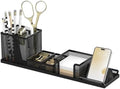 Pen Holder for Desk, 6-Piece Mesh Desk Organizer with Phone Holder, Black by SUPEASY