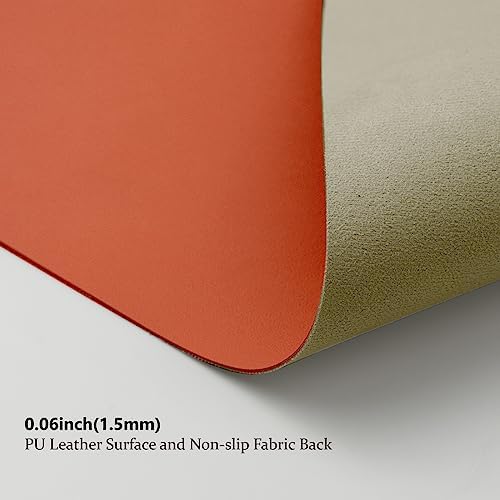 Large Desk Mat - 47.2"x 17" Non-Slip PU Desk Pad for Office and Home - Ideal for Large Mouse Pad and Desk Mats on Top of Desks(Orange) - Image 3