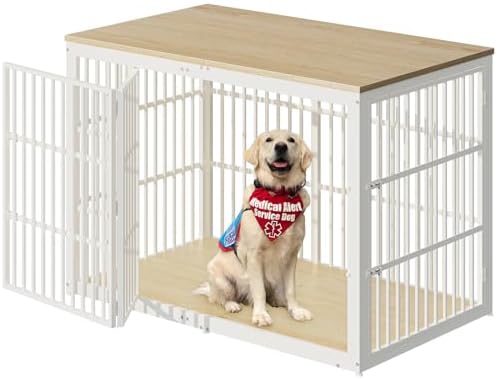 Lyromix 54" Dog Crate Furniture with Foldable Door, Natural Beech by Lyromix