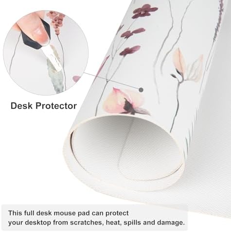 QiyI PU Leather Large Mouse Pad, Office Decor, 31.5" x 11.8", Wildflowers - Image 5
