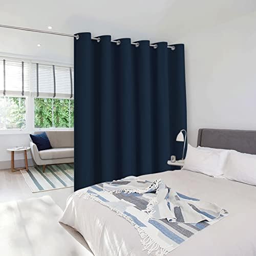 NICETOWN Room Separating Divider, Room Divider Curtain Screen Partitions, Vertical Blind for Sling Door, Blackout Window Curtains Privacy Blinds for Patio (Navy, Single Panel, 7ft Tall x 10ft Wide) by NICETOWN