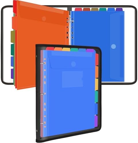 Uquelic Document Organizer, Soft PVC 3 Ring Binder with 12 Pockets by Uquelic