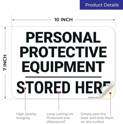 Personal Protective Equipment Stored Here Sign, 10x7 Inches, 4 Mil Vinyl Decal Stickers Weather Resistant, Made in USA - Image 2