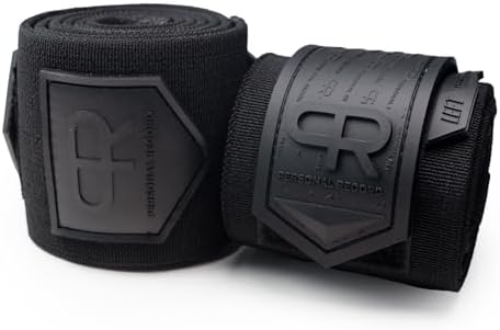 PR Personal Record Elbow Wraps for Weightlifting - Heavy Duty Construction, 25% More Elasticity, Reinforced Stitching, Extra Wide Fastener, Easy to Adjust, All Black - Image 4