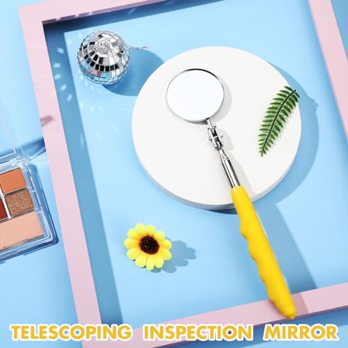 Copkim Telescoping Inspection Mirror for Mechanics,Yellow,Round - Image 4