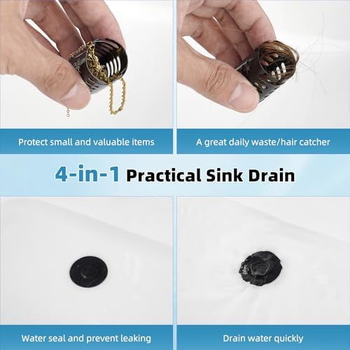 Universal Bathroom Sink Drain Strainer 3in1 Metal Hair Catcher, Oil Rubbed - Image 3