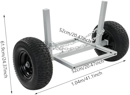 ATV Log Skidding Arch, 24" Dia Steel Log Dolly, 1500lbs Capacity Log Dolly Skidding Holder with Chain and 16" Pneumatic Tires for Farm, Commercial Wood Transport (Sliver, 1500lbs Capacity) - Image 7