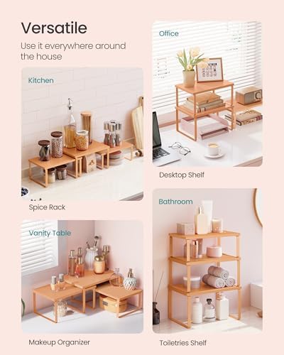 SONGMICS Cabinet Organizer Shelf, Set of 3 Spice Rack, Kitchen Storage - Image 4