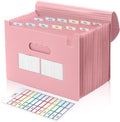 SKYDUE Accordion File Organizer, Expanding File Folder with 13 Pockets, Portable Document Paper Bill Receipt Organizer, Home School Pink Office Supplies, Letter A4 Size by SKYDUE