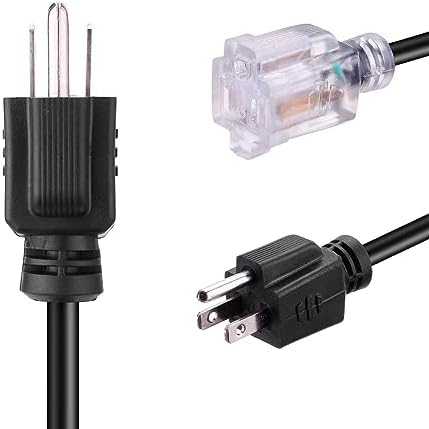 Miady Short Power Extension Cord Outlet Saver, Female Plug with Lighted End 16AWG/13A, 3 Prong (4 Pack, Black, 8 Inch) - Image 3