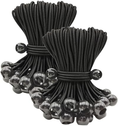 ABINLIN Ball Bungee Cords 6 Inch, 100 Pcs Bungee Cords with Balls, Black by ABINLIN