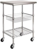 Stainless-Steel Commercial-Grade NSF-Certified Prep Table Cart, 24"W x 20"D by Unknown