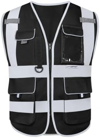 HYCOPROT High Visibility Safety Vest Hi Vis Reflective Construction Vests with Pockets for Men Women,Meets ANSI/ISEA Standard by HYCOPROT