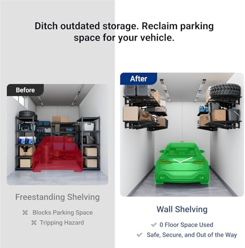 FLEXIMOUNTS 1-Pack 2x3ft Garage Shelving Wall-Mounted Storage Rack, Black - Image 4