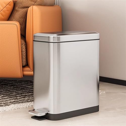 Modern Stainless Steel Step Trash Can with Silent Close Lid for Home Kitchen and Bathroom Sleek Gray Finish - Image 7
