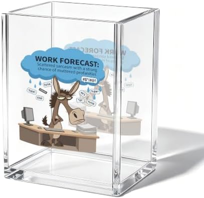 Funny Donkey Office Acrylic Cosmetic Pen Pencil Holder Cup, Work Forecast Cute Pencil Organizer, Humorous Unique Desk Accessories, Gag Sarcastic Gifts for Women Men Boss Employee（A14） by Unknown