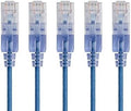 Monoprice - 129425 SlimRun Cat6A Ethernet Patch Cable - Snagless RJ45 UTP Pure Bare Copper Wire 10G 30AWG 2ft Blue 5-Pack by Monoprice