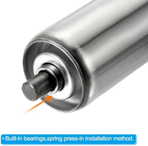 PATIKIL Conveyor Roller 3.5" Diameter 14" Length, 1 Pack Stainless Steel Transmission Replacement Part Galvanized End, Silver - Image 4