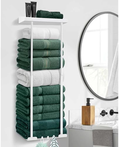 Hommtina Bathroom Towel Storage Black Towel Holder Bathroom Decor Aesthetic Towel Racks for Bathroom Bath Towel Storage (White) by Hommtina