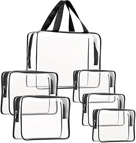6Pcs Crystal Clear PVC Travel Toiletry Bag Kit for Women Men, Cosmetic Bags by ROYBENS