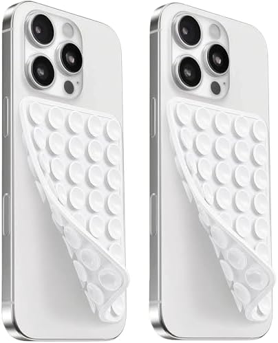 (2 Pack) Silicone Suction Cup Phone Case Mount Double Sided, White & White by Mnyatr