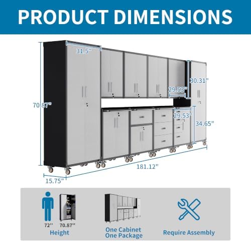 10-Piece Garage Storage Cabinets System Heavy Duty Workshop Set - Image 2