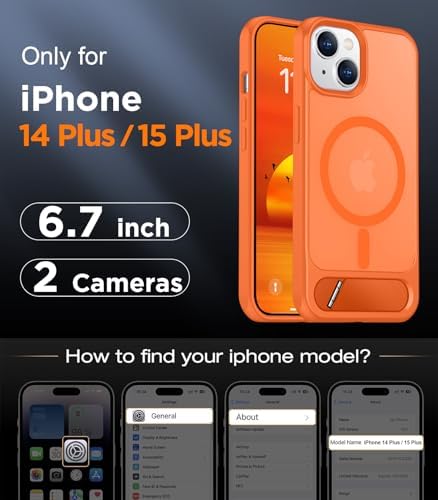 Temdan Magnetic Compatible with iPhone 15 Plus Case & iPhone 14 Plus Case, [Built-in Invisible Kickstand][Compatible with MagSafe][Military Grade Shockproof] Slim Translucent Matte Phone Case 6.7" - Image 2