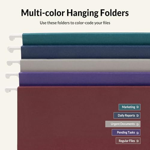 SUNEE Hanging File Folders Vintage Colors, 25 Pack Letter Size File Folders with 1/5-cut Tabs, Stay Organized for Your Home and Office Bulk File and Documents - Image 4