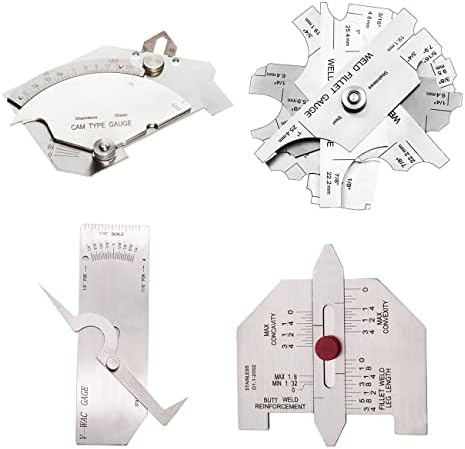 Weld Gauge Set Includes Cam Type Gauge and Weld Fillet Gauge and Porosity Undercuts Checking Gauge and Convexity Concavity Welding Gauge Inch by Necygoo