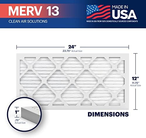 BNX TruFilter 12x24x1 Air Filter MERV 13 (4-Pack) - MADE IN USA - Electrostatic Pleated Air Conditioner HVAC AC Furnace Filters for Allergies, Pollen, Mold, Bacteria, Smoke, Allergen, MPR 1900 FPR 10 - Image 2