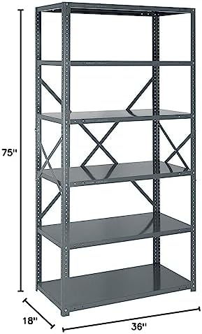 Quantum Storage Systems 75-1836-6 IRONMAN Solid Heavy Duty 6 Shelves 75" H x 36" W x 18" D - Image 2