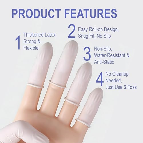 Disposable Latex Finger Cots, Medium Size Waterproof Finger Protectors, Anti-Slip Powder-Free Finger Sleeves for Electronics Repair, Crafting, Beauty Nail Art & Household Use (Approx. 105 PCS) - Image 3