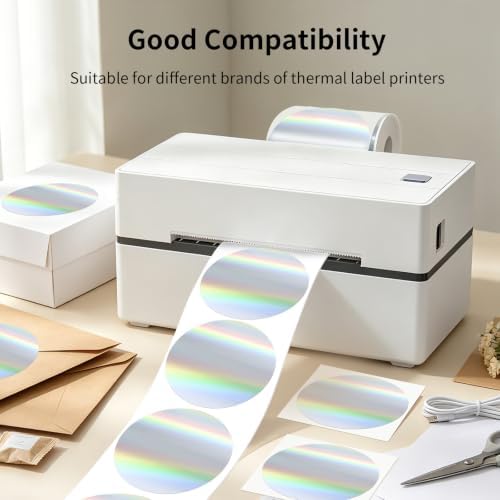 3 Inch Holographic Round Thermal Labels, Direct Thermal Stickers, Printable Labels for DIY Logo Design, QR Code, Name Tag, Price Tag & Packaging, 200Pcs/Roll - Image 4
