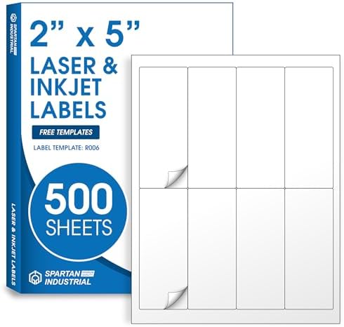 2" X 5" Matte White Printable Shipping Labels (500 Sheets, 4000 Stickers) by SpartanIndustrial