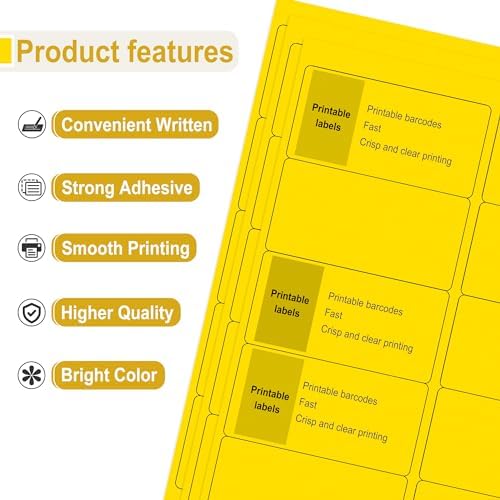 LLIKED 2" x 4" Neon Fluorescent Yellow Labels 300 Labels 30 Sheets - Image 2